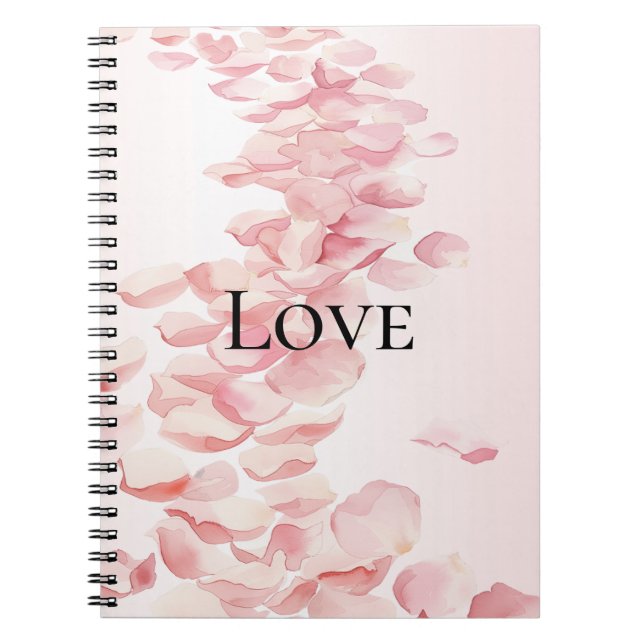 Carnet Pétales de rose rose rose pâle romantique (Devant)
