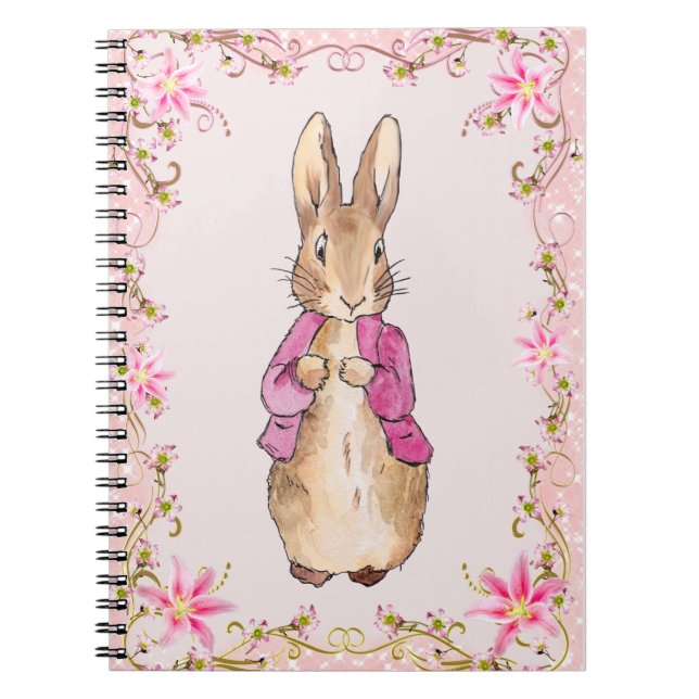 Carnet Peter le lapin rose veste Floral Frame (Devant)