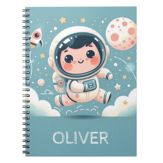 Carnet Petit astronaute mignon dans l'espace Personnalisé (Devant)