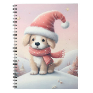 Carnet Petit chiot de Noël en chapeau santa