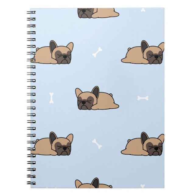 Carnet Petit chiot français bulldog dormant sans soudure  (Devant)