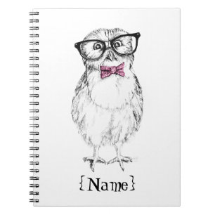 Carnet Petit et futé d'encre dessin de jeune hibou