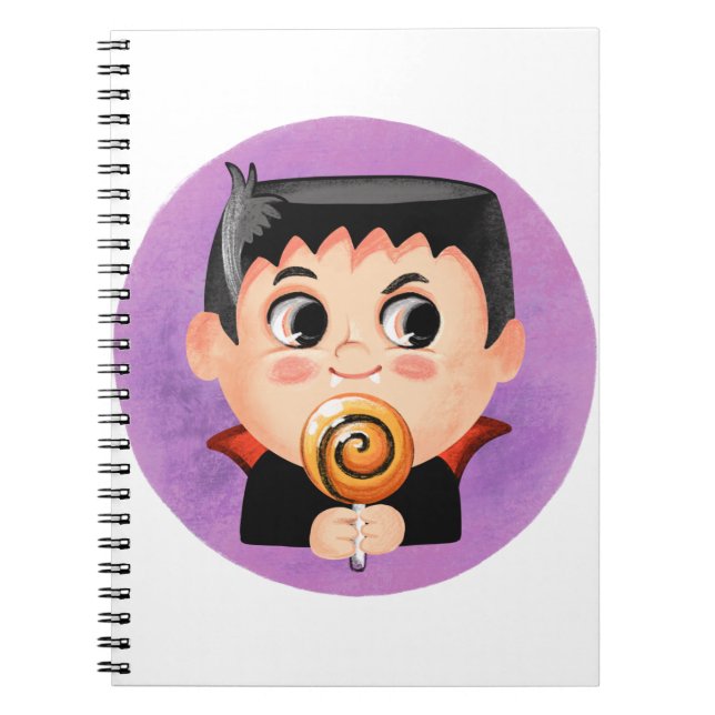 Carnet Petit garçon en costume d'Halloween vampire (Devant)