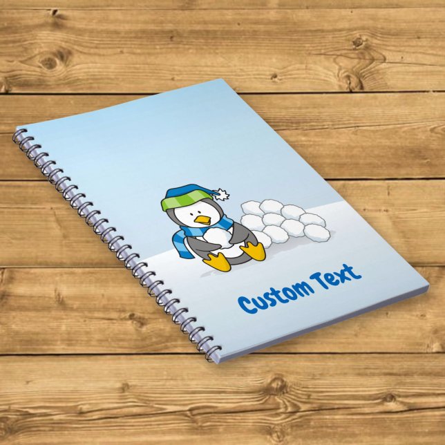 Carnet Petit manchot assis avec des boules de neige (Créateur téléchargé)