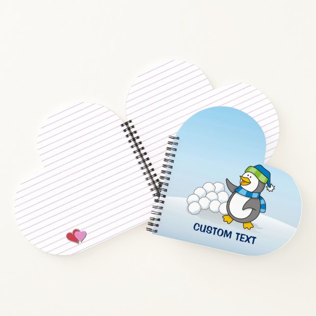 Carnet Petit manchot avec boules de neige agitant (Intérieur)