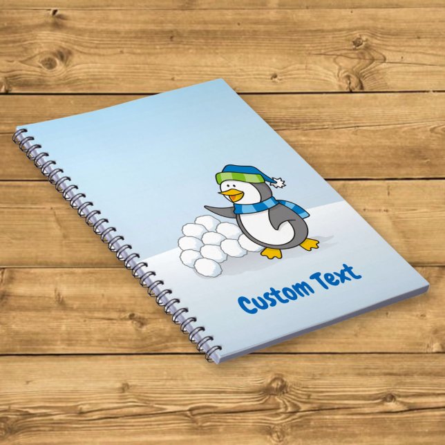 Carnet Petit manchot avec des boules de neige en agitant (Créateur téléchargé)
