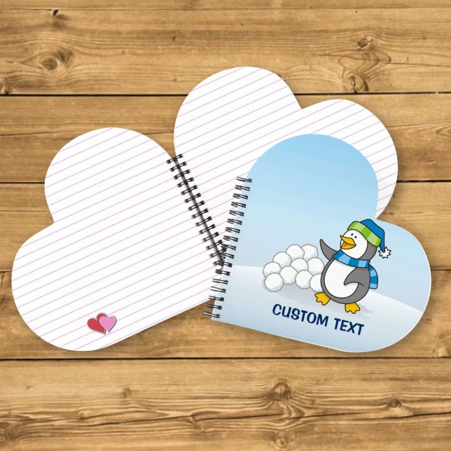 Carnet Petit manchot avec des boules de neige en agitant (Créateur téléchargé)