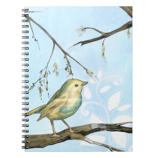 Carnet Petit oiseau jaune perché sur une branche Recherch (Devant)