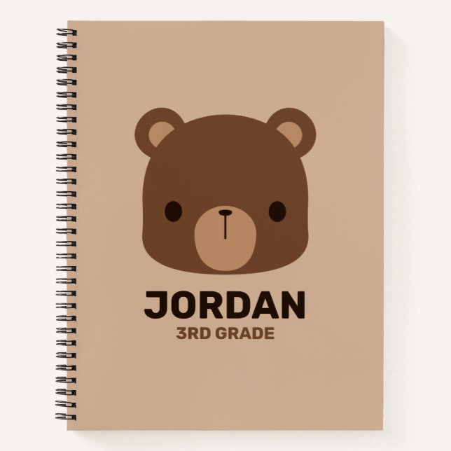 Carnet Petit ours Brown mignon avec nom personnalisé (Devant)