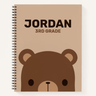 Carnet Petit ours Brown mignon avec nom personnalisé