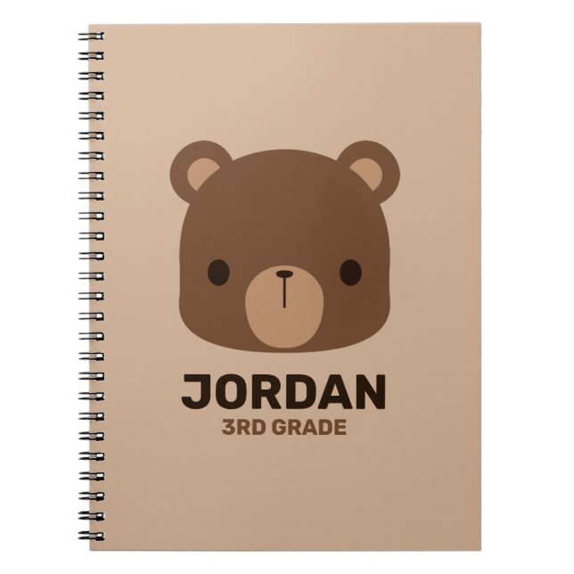 Carnet Petit ours Brown mignon avec nom personnalisé Note (Devant)