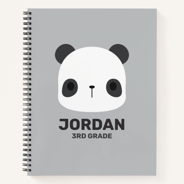 Carnet Petit ours panda mignon avec nom personnalisé (Devant)