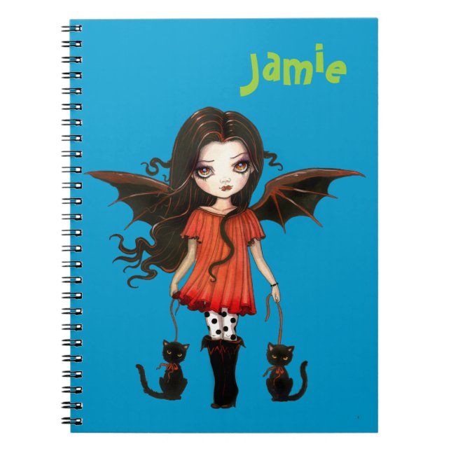 Carnet Petit Vampire Mignon avec Chats Personnalisé (Devant)