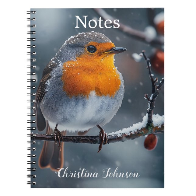 Carnet Petit voleur assis sur une branche en hiver (Devant)