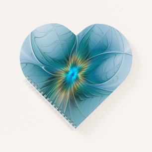 Carnet Petite Beauté Moderne Bleu Or Fractal Art Flower