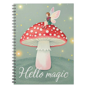 Carnet Petite fée perchée sur le champignon et brillante