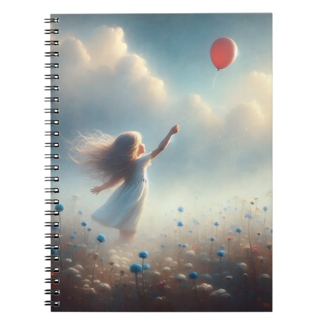 Carnet Petite Fille Avec Balloon Rouge (Devant)