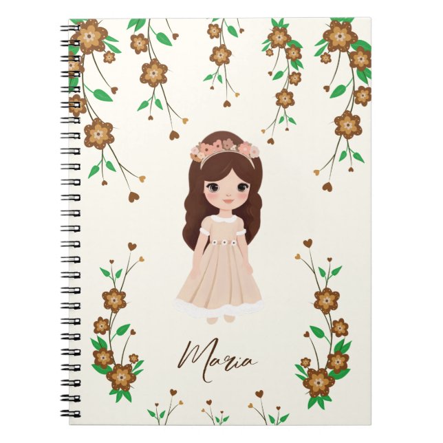 Carnet Petite fille avec des fleurs (Devant)