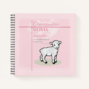 Carnet Petite-fille Baptême Agneau rose Personnalisé