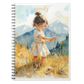 Carnet Petite fille cueillant des fleurs sauvages