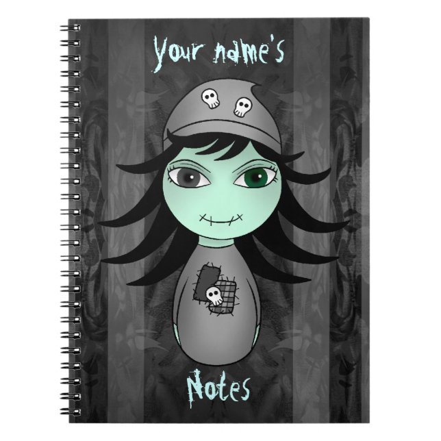 Carnet Petite fille gothique zombie pour Halloween (Devant)