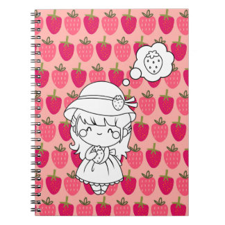 Carnet Petite fille penser aux fraises