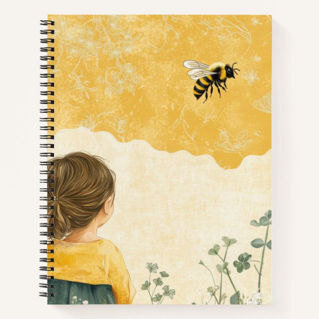 Carnet Petite Fille Regardant un Bourdon (Devant)