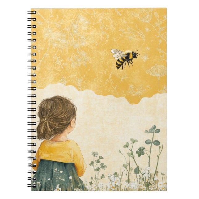 Carnet Petite Fille Regardant un Bourdon (Devant)