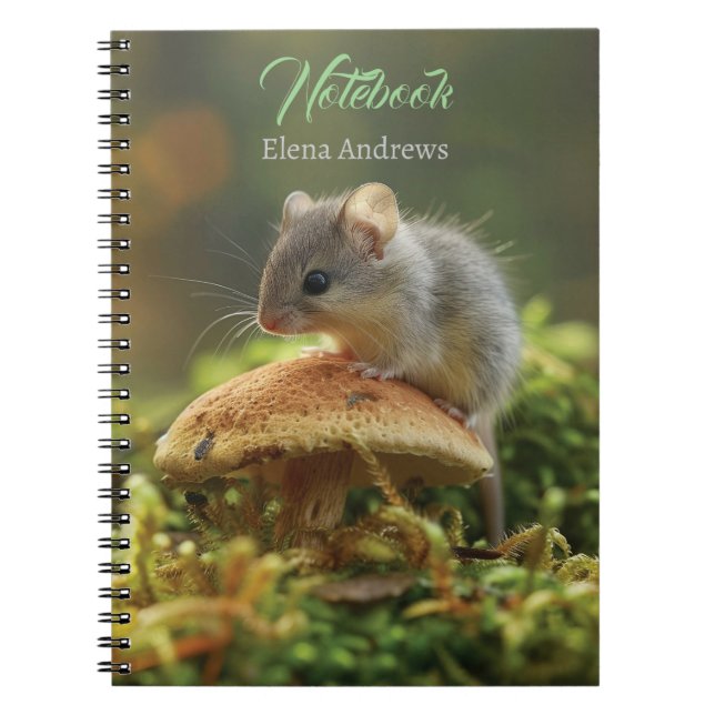 Carnet Petite souris assise sur un haut d'un champignon (Devant)