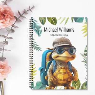 Carnet Petite tortue mûre aventurière avec sac à dos, Rem