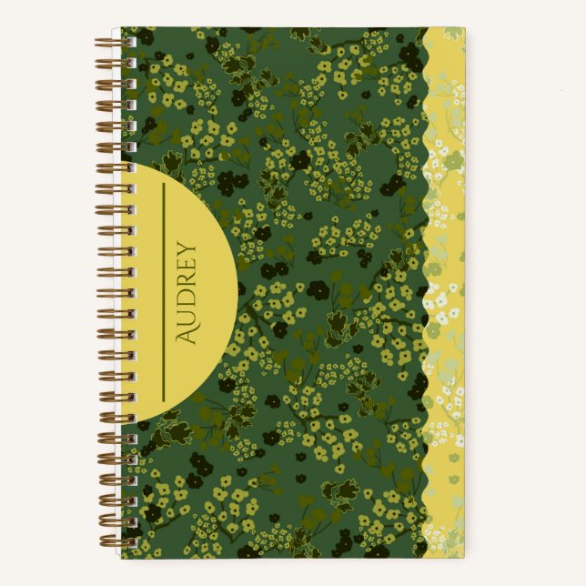 CARNET PETITES FLEURS VERTES ET JAUNES (Recto)