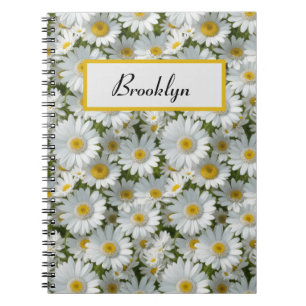 Carnet Petites marguerites blanches personnalisées