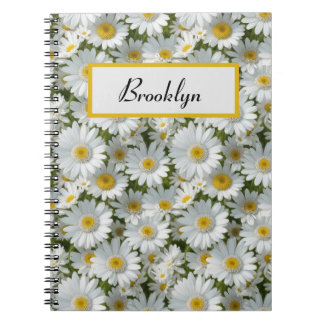 Carnet Petites marguerites blanches personnalisées