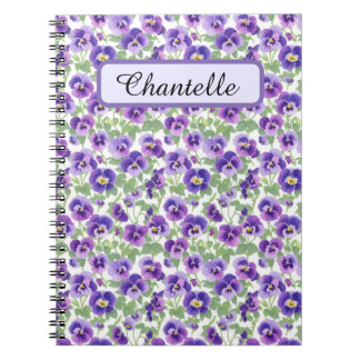 Carnet Petites Pansies Pastel Violet Personnalisées