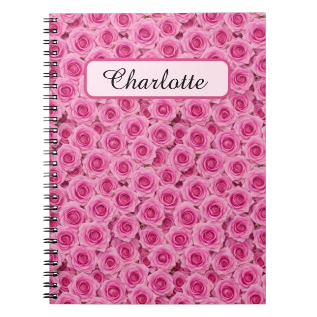 Carnet Petites roses roses personnalisées (Devant)