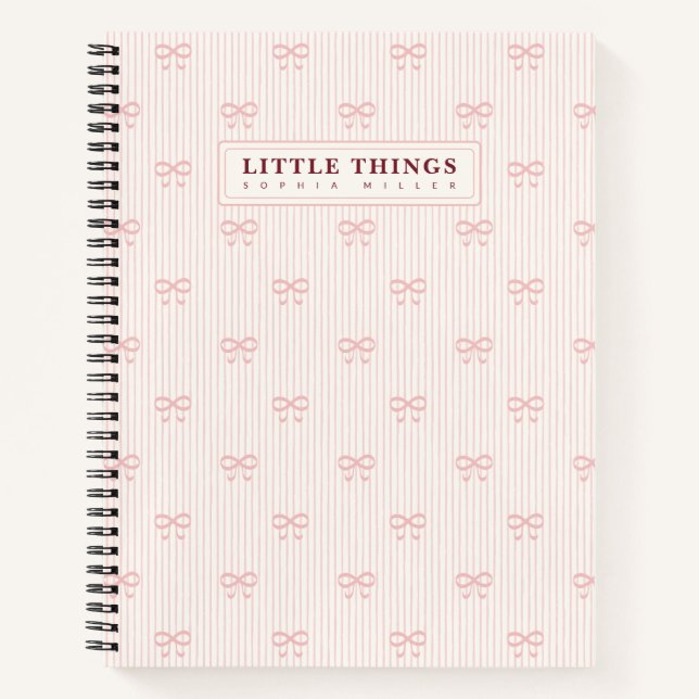 Carnet Petits Choses Rubans Coquette Personnalisés Rose (Devant)