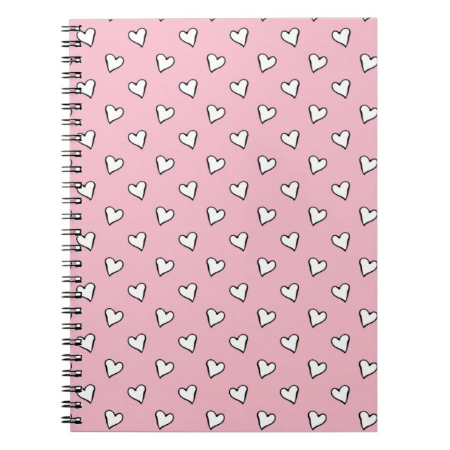 Carnet Petits cœurs blancs sur fond rose (Devant)