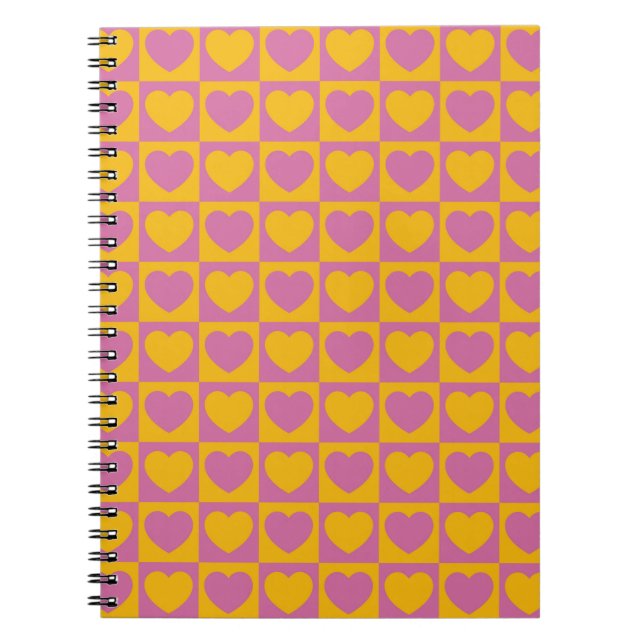 Carnet Petits coeurs d'échecs grille sans couture motif.  (Devant)