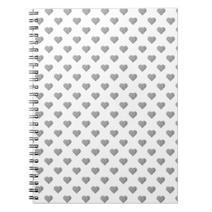 Carnet Petits Coeurs Gris Béton Symétrique sur Blanc
