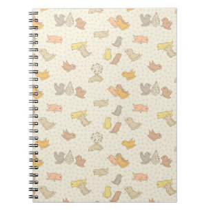 Carnet Petits oiseaux et plumes sur beige - motif.