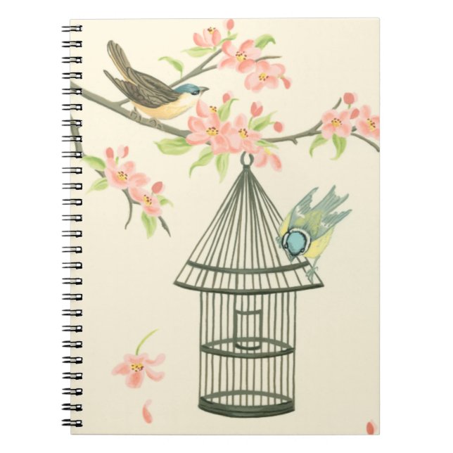 Carnet Petits oiseaux perchés sur une branche et sur une  (Devant)