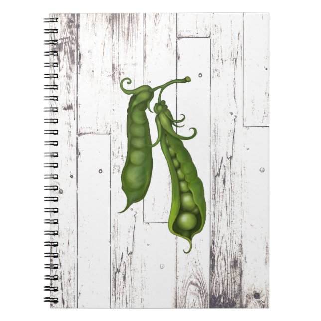 Carnet Petits Pois Blancs en Bois Rustique Cuisine de Fer (Devant)