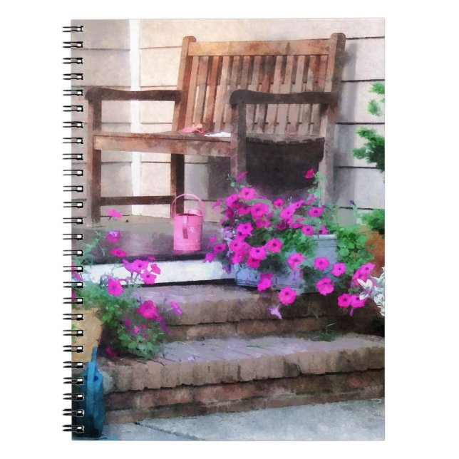 Carnet Pétunias et arrosoirs roses (Devant)