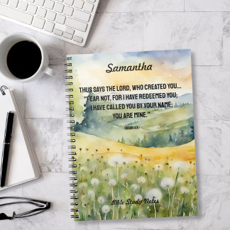 Carnet Peur pas Bible Verse Aquarelle Nature Fleurs sauva