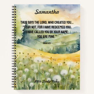 Carnet Peur pas Bible Verse Aquarelle Nature Fleurs sauva