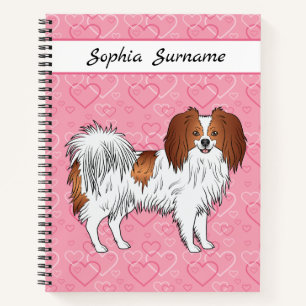 Carnet Phalène Rouge Et Blanc Chien Mignon Sur Coeurs Ros