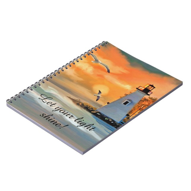 Carnet Phare Mouette Coucher de soleil Personnalisé (Côté gauche)
