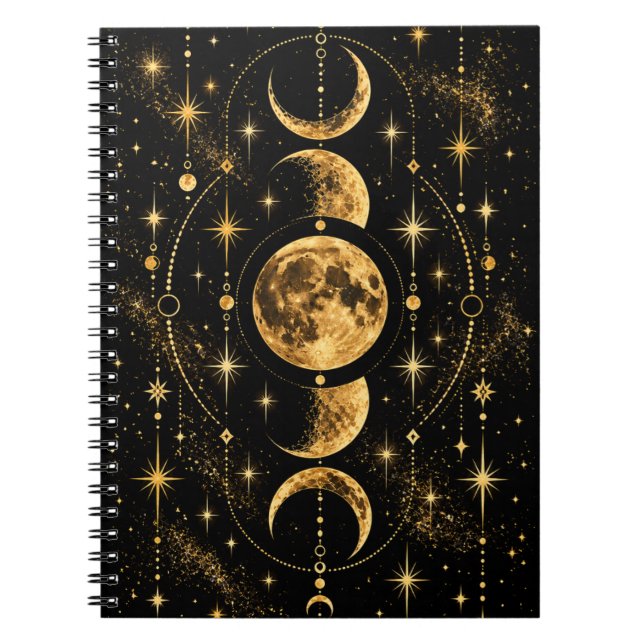 Carnet Phases de lune céleste or (Devant)