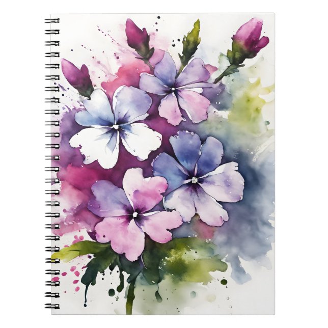 Carnet Phlox - Fleurs aquarelles (Devant)