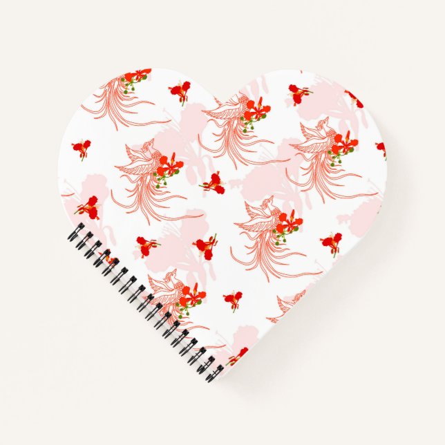 Carnet Phoenix Oiseau Et Phoenix Fleur Motif Sans Faille (Devant)
